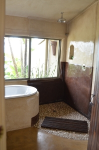 The bathrooms all feature a shower and soaking tub.
